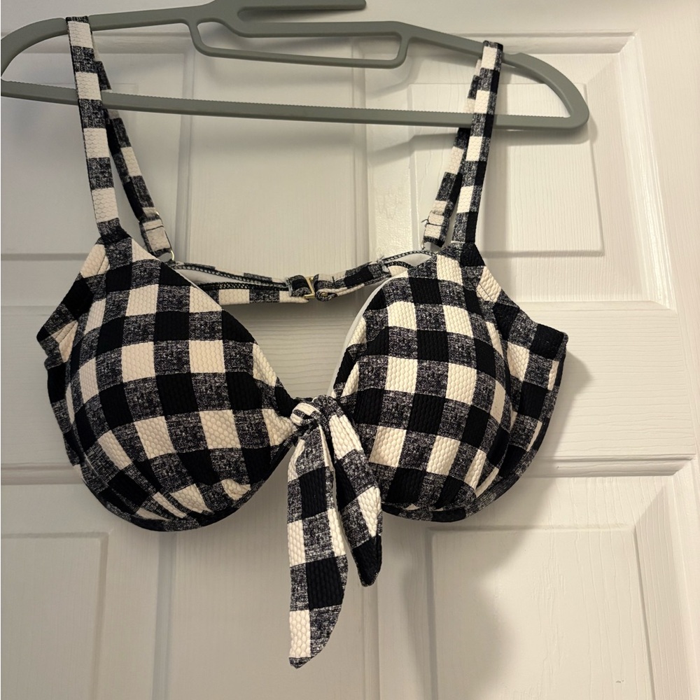 Shade & Shore Plaid Black and White Bra